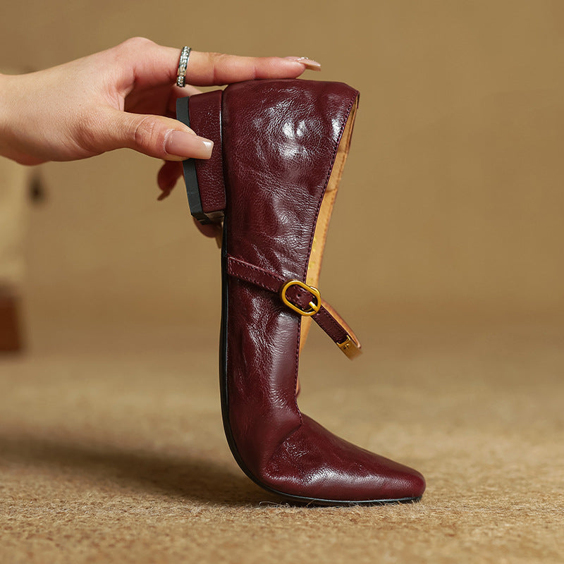 Rosa's Eloria Lambskin Leather Mary Janes