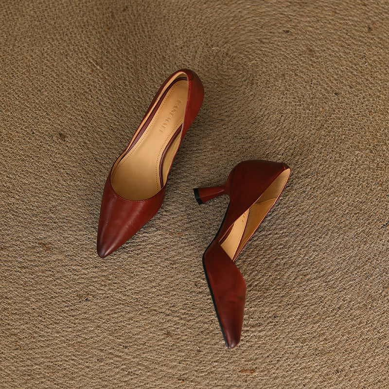 Rosa's Lorene Curve Leather Heels