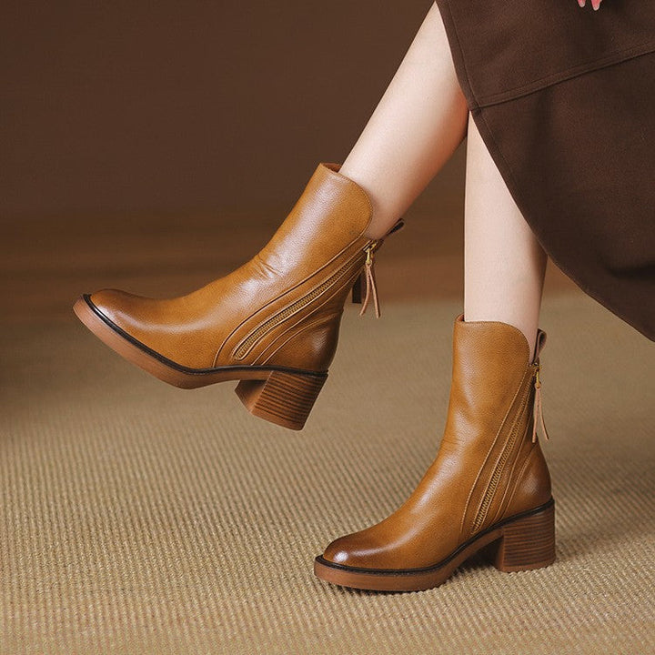 Rosa's Norwen Stacked-Heel Leather Boots