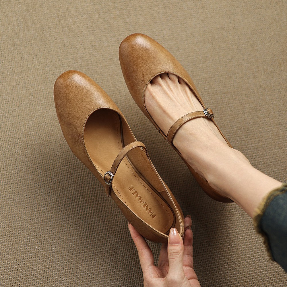 Rosa's Corinne Round-Toe Leather Mary Janes