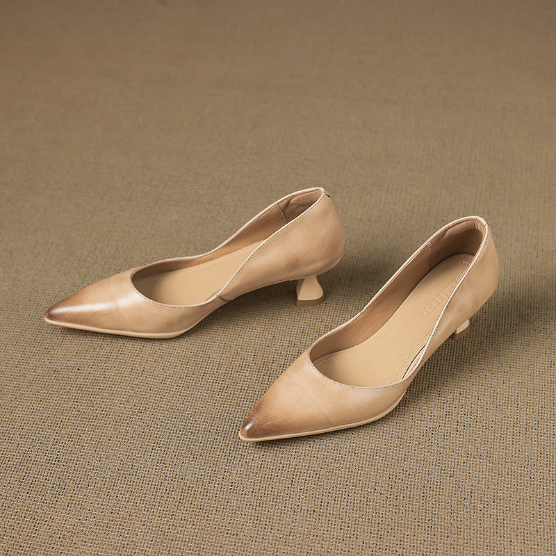 Rosa's Calenne Leather Kitten Heels