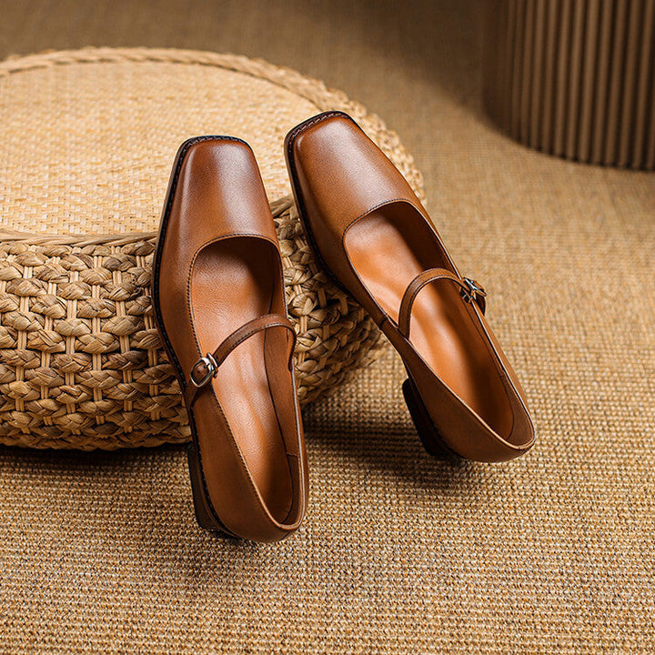 Rosa's Cirelle Strap Leather Mary Jane Heels