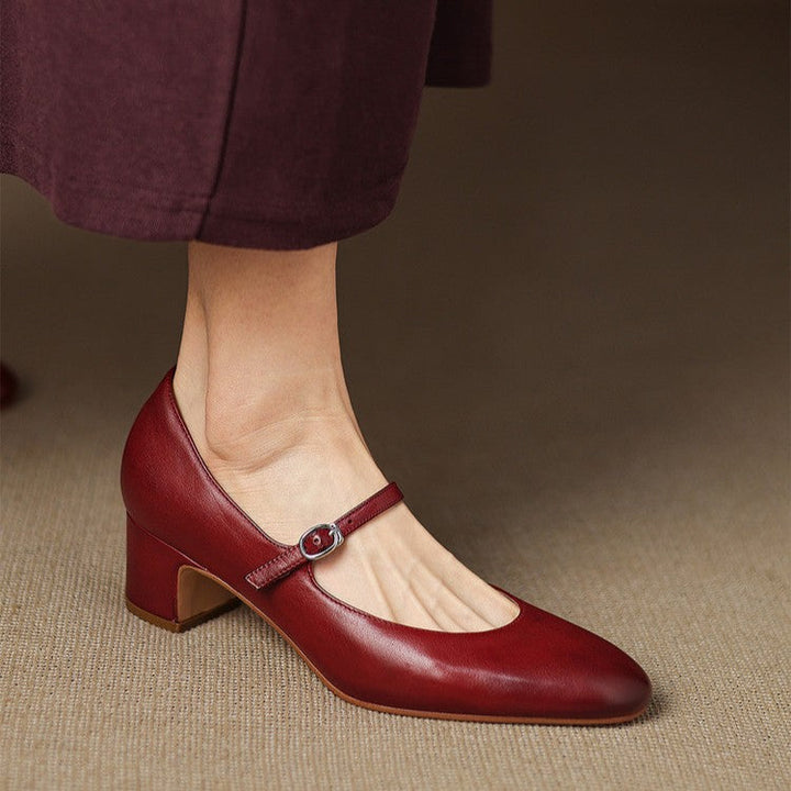 Rosa's Corinne Round-Toe Leather Mary Janes