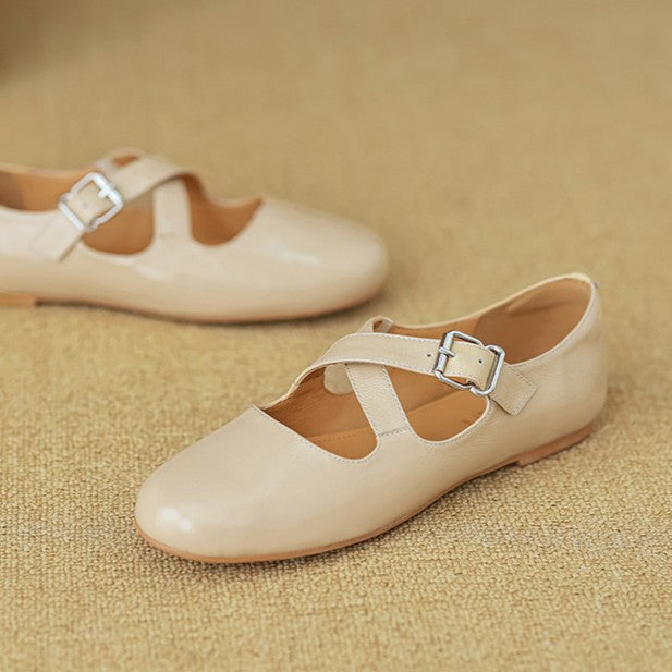 Rosa's Morven Cross-Strap Leather Flats