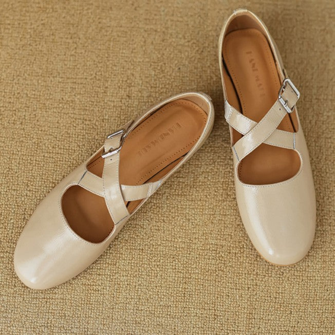 Rosa's Morven Cross-Strap Leather Flats