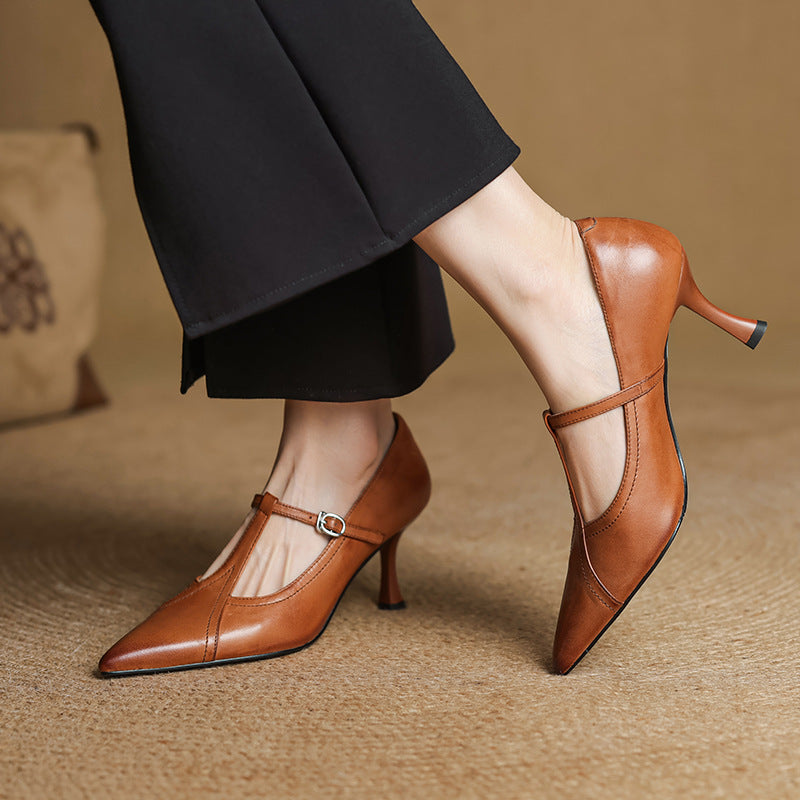 Rosa's Aveline T-Strap Leather Pumps