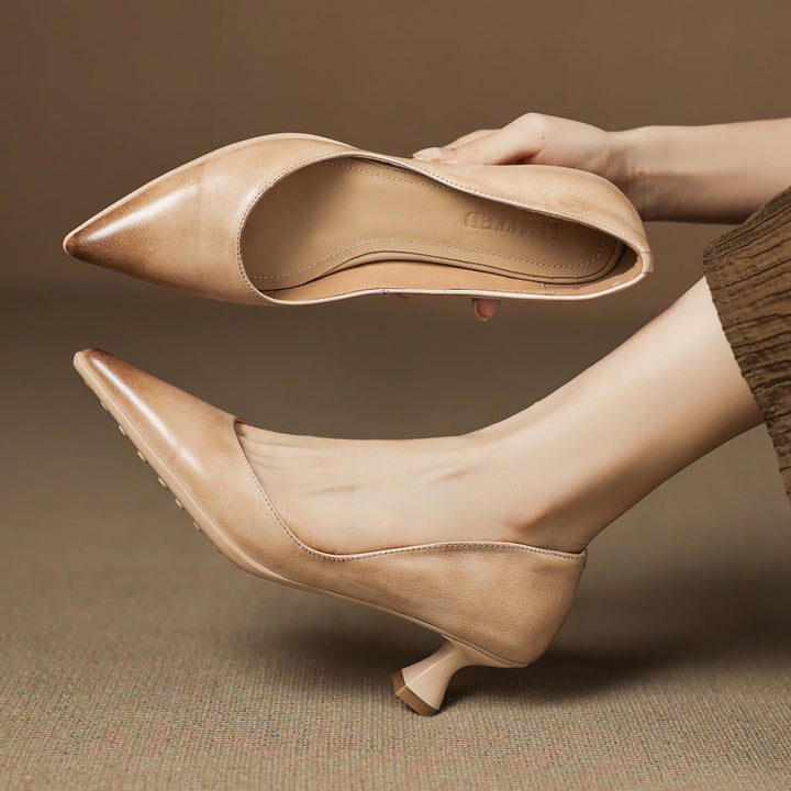 Rosa's Calenne Leather Kitten Heels