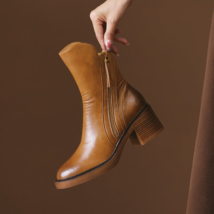 Rosa's Norwen Stacked-Heel Leather Boots