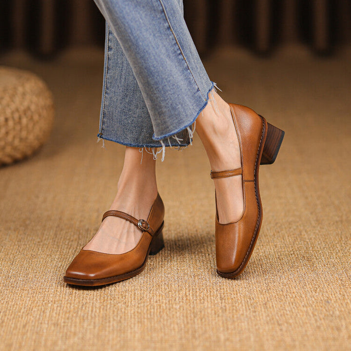 Rosa's Cirelle Strap Leather Mary Jane Heels