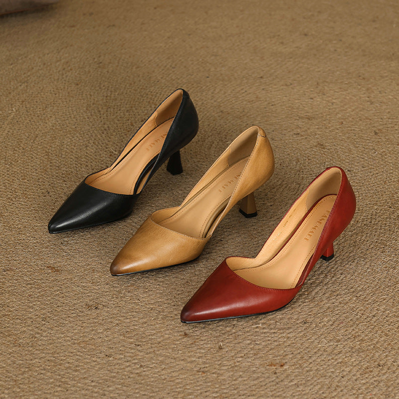 Rosa's Lorene Curve Leather Heels