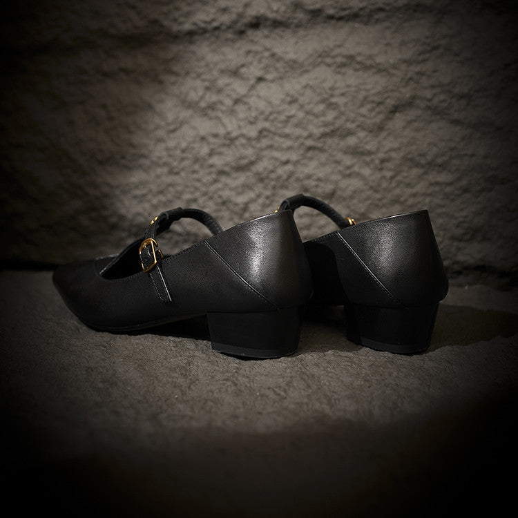 Rosa's Camelia T-Bar Leather Pumps