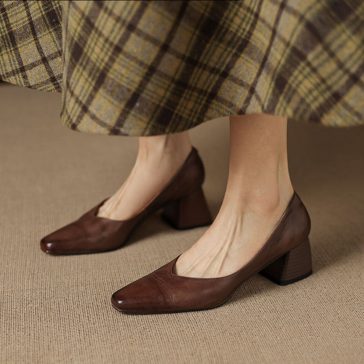 Rosa's Caldre Square Leather Pumps