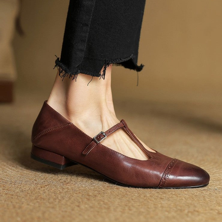 Rosa's Esmira T-Strap Leather Mary Janes