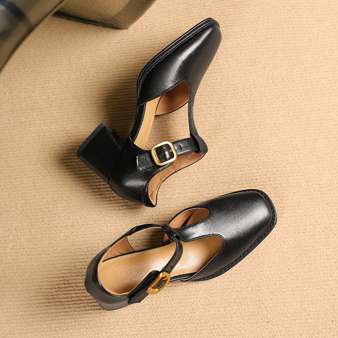 Rosa's Marcele T-Strap Leather Pumps
