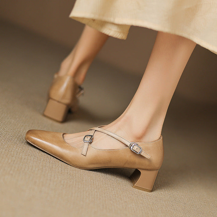 Rosa's Marvane Leather Kitten Heels