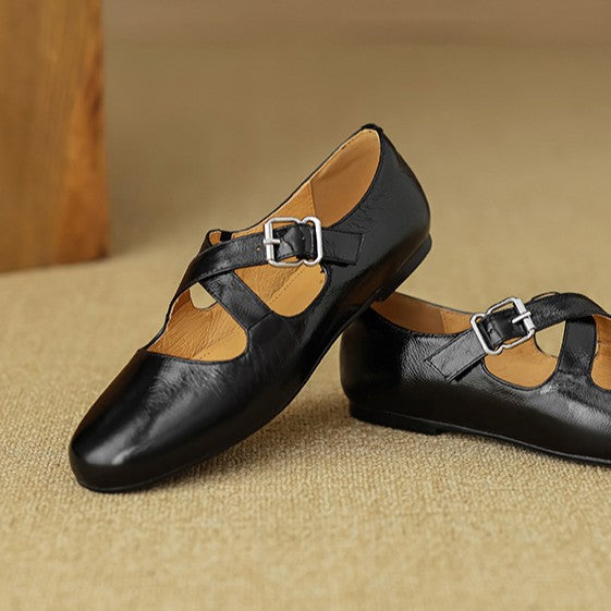 Rosa's Morven Cross-Strap Leather Flats