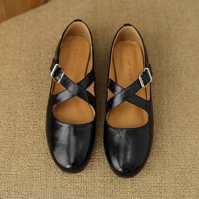Rosa's Morven Cross-Strap Leather Flats