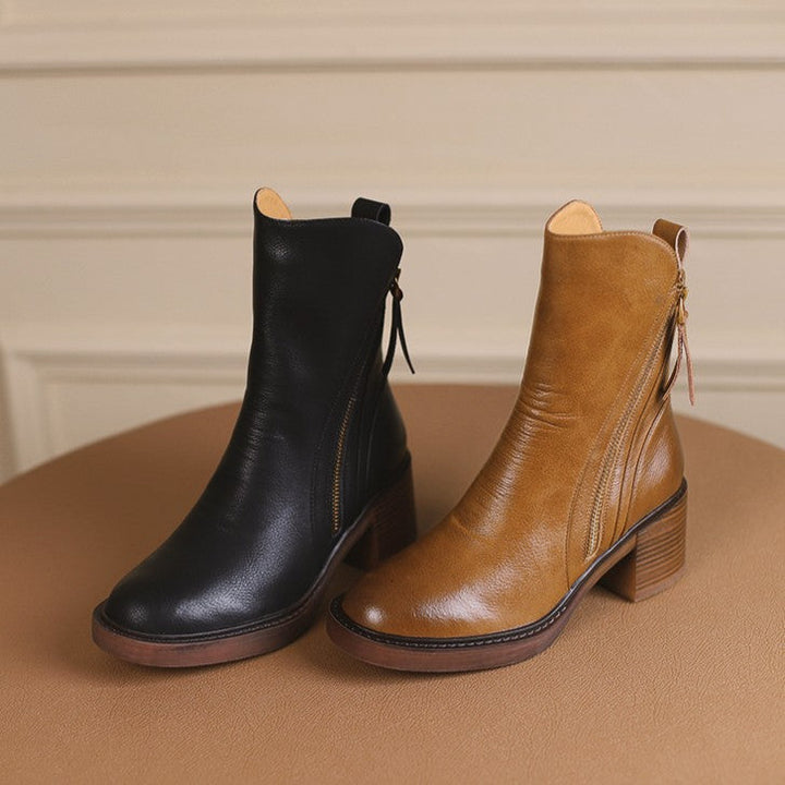 Rosa's Norwen Stacked-Heel Leather Boots