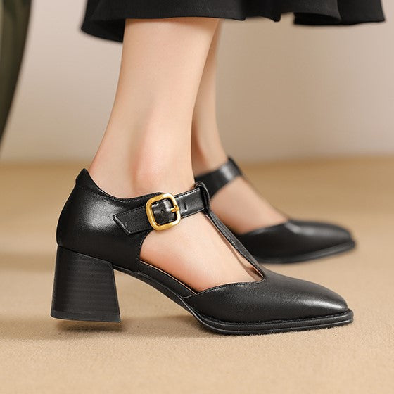 Rosa's Marcele T-Strap Leather Pumps