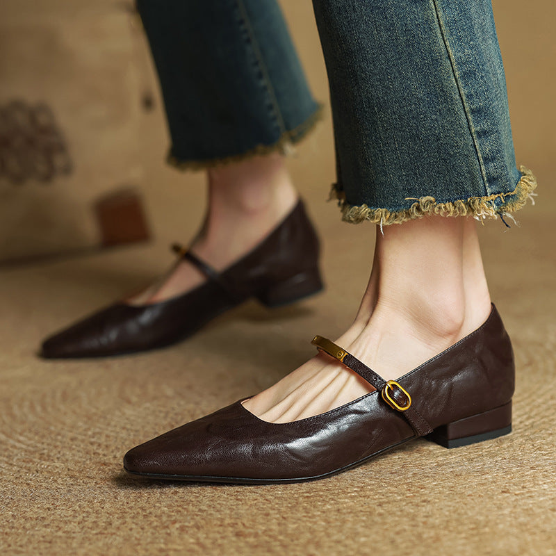 Rosa's Eloria Lambskin Leather Mary Janes