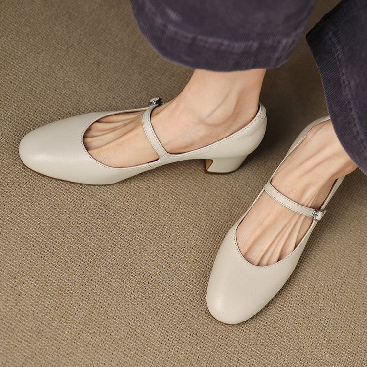 Rosa's Corinne Round-Toe Leather Mary Janes