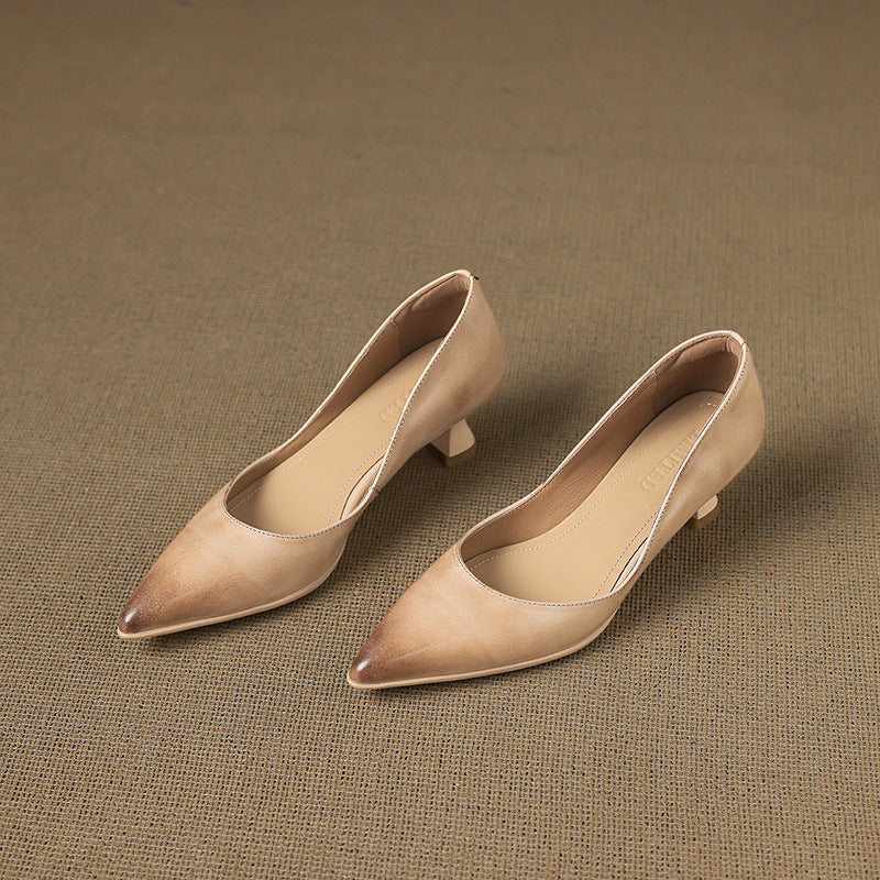 Rosa's Calenne Leather Kitten Heels