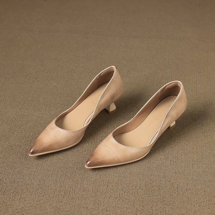 Rosa's Calenne Leather Kitten Heels