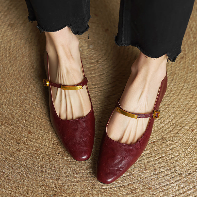 Rosa's Eloria Lambskin Leather Mary Janes