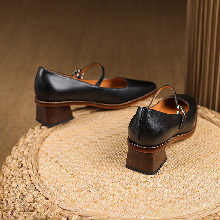 Rosa's Cirelle Strap Leather Mary Jane Heels