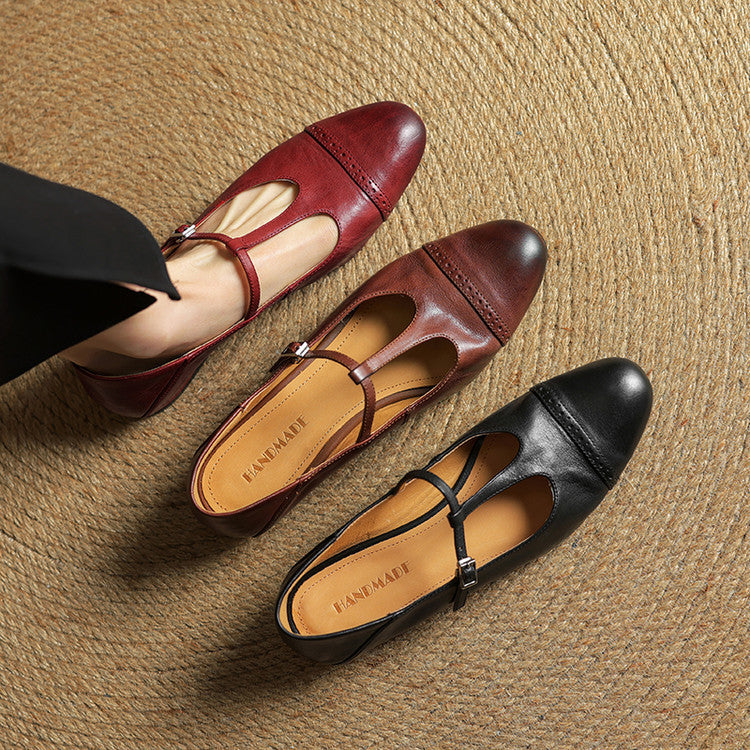 Rosa's Esmira T-Strap Leather Mary Janes