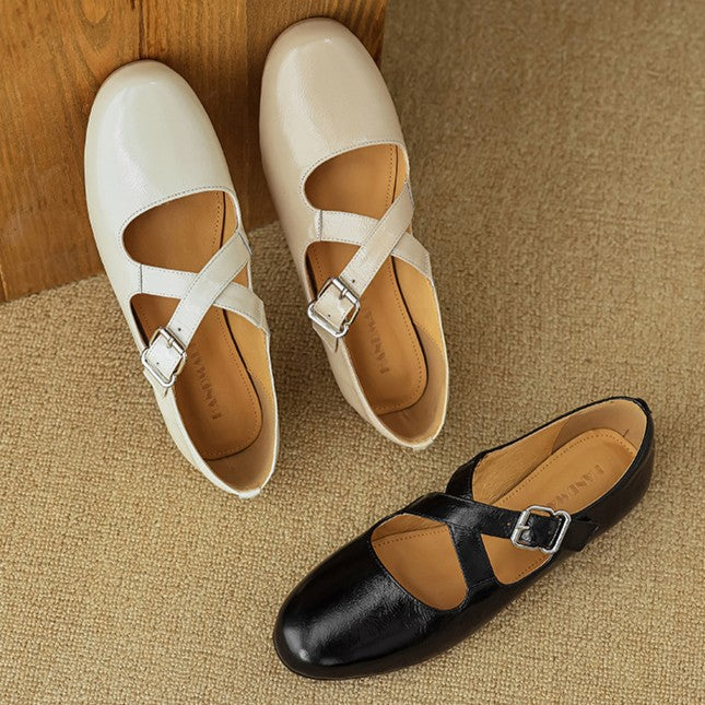 Rosa's Morven Cross-Strap Leather Flats