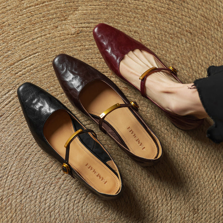 Rosa's Eloria Lambskin Leather Mary Janes