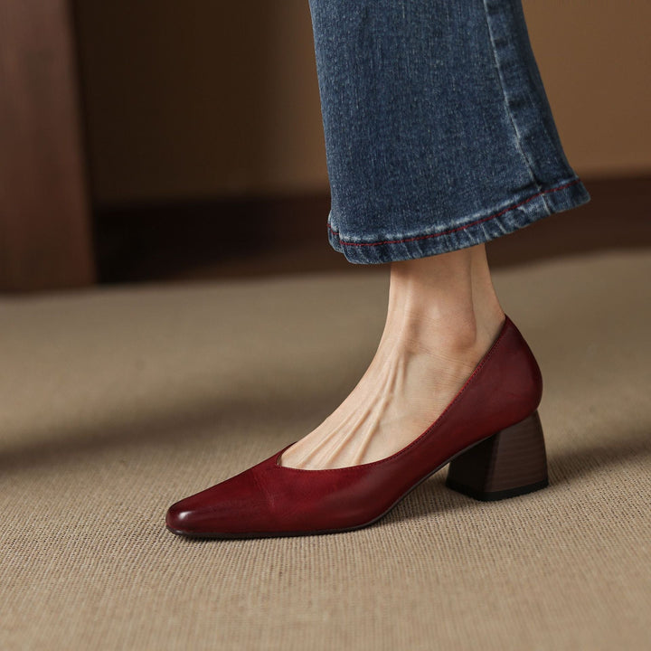 Rosa's Caldre Square Leather Pumps
