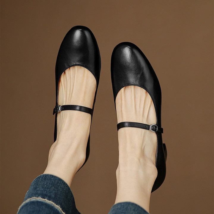 Rosa's Corinne Round-Toe Leather Mary Janes