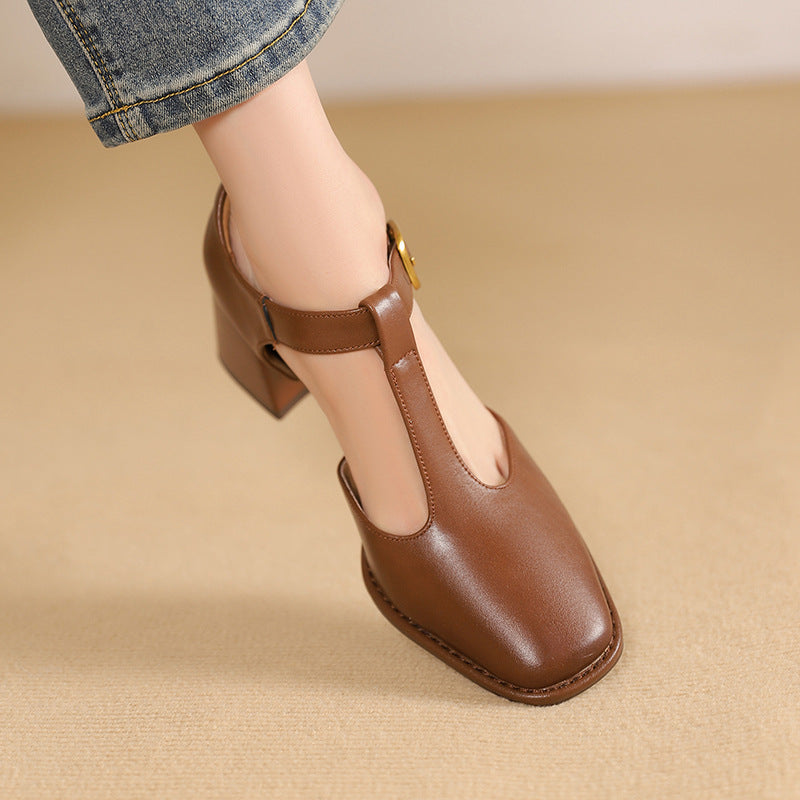 Rosa's Marcele T-Strap Leather Pumps