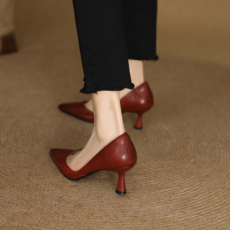 Rosa's Lorene Curve Leather Heels
