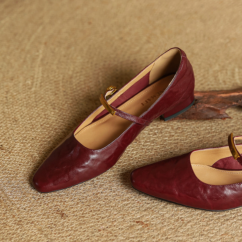Rosa's Eloria Lambskin Leather Mary Janes