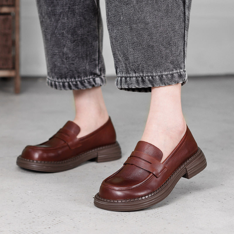 Rosa's Demeris Round-Toe Leather Loafers