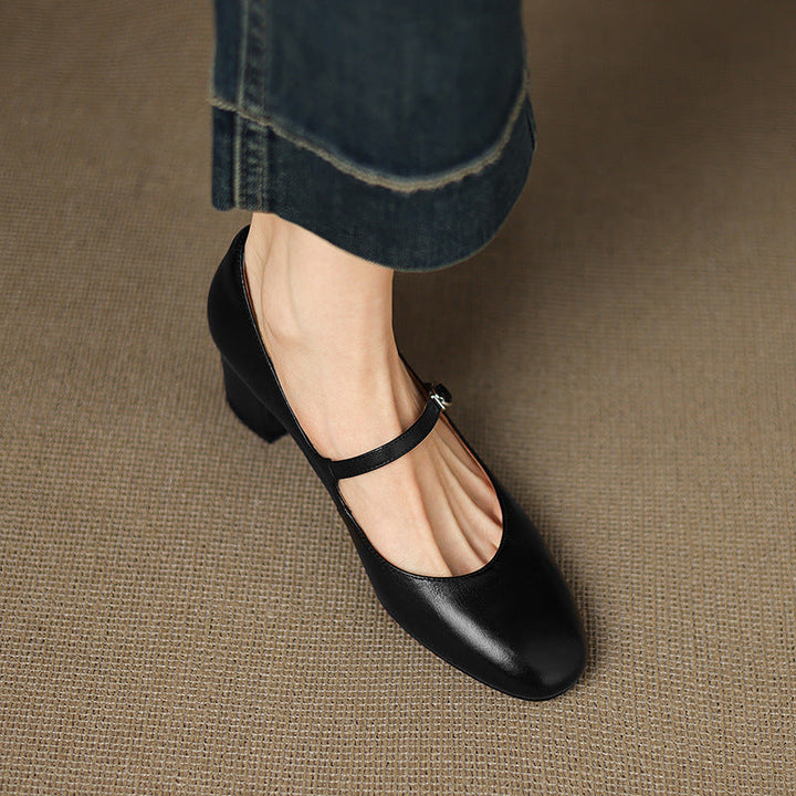 Rosa's Corinne Round-Toe Leather Mary Janes