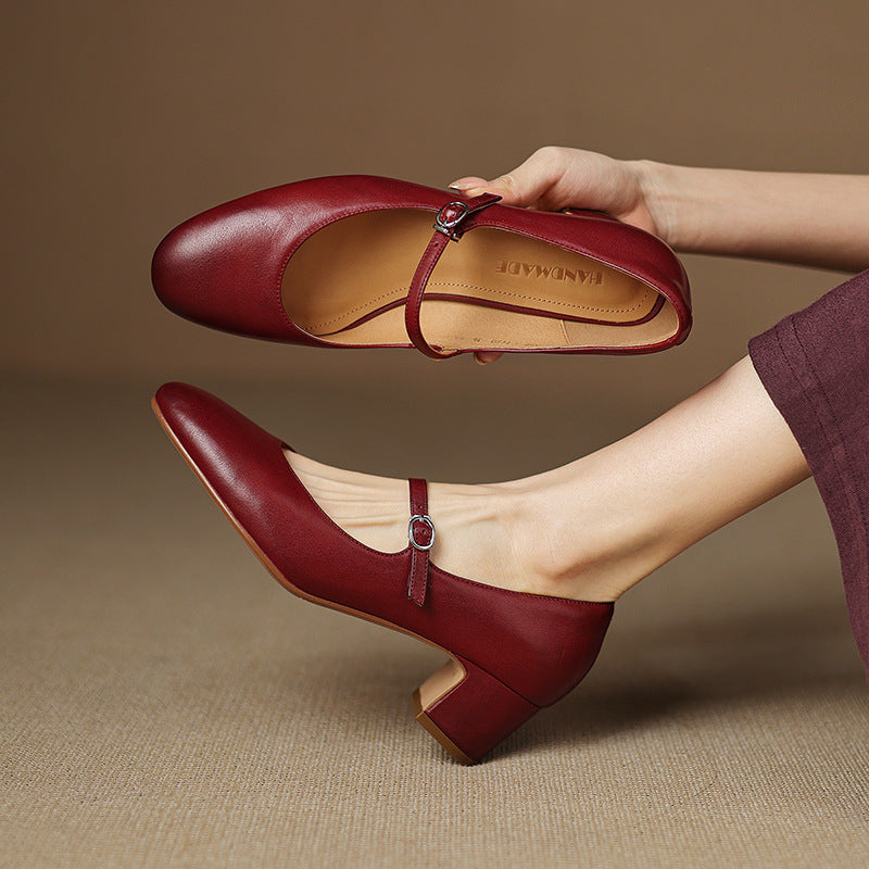 Rosa's Corinne Round-Toe Leather Mary Janes