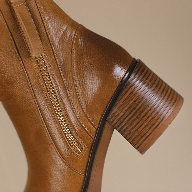 Rosa's Norwen Stacked-Heel Leather Boots