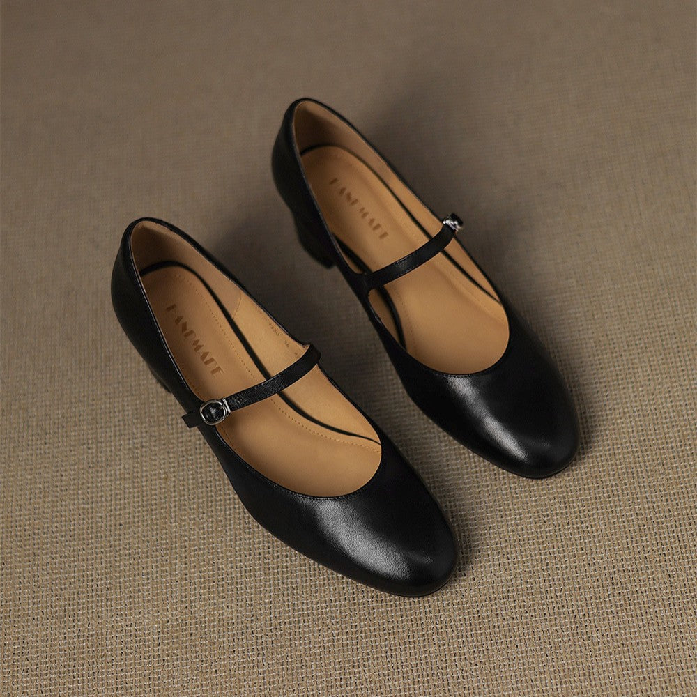 Rosa's Corinne Round-Toe Leather Mary Janes