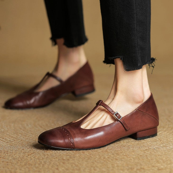 Rosa's Esmira T-Strap Leather Mary Janes