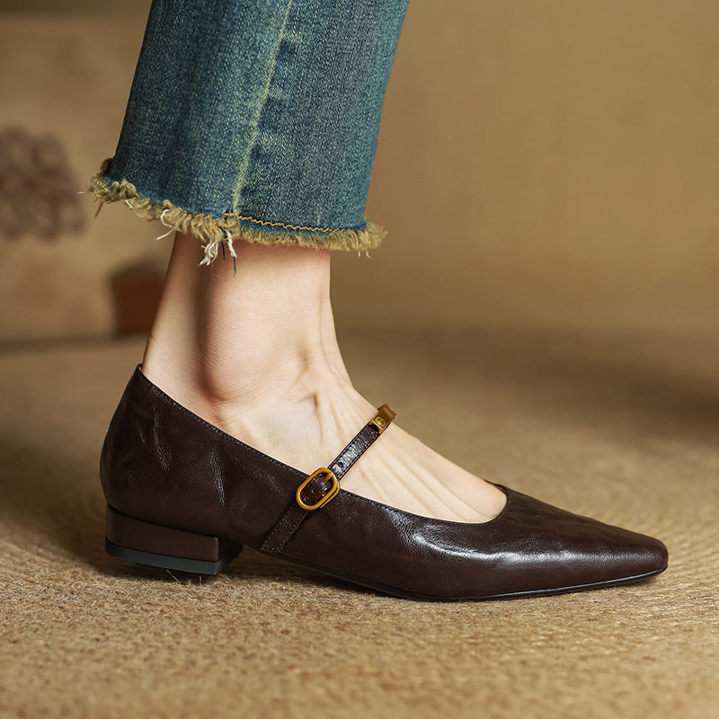 Rosa's Eloria Lambskin Leather Mary Janes