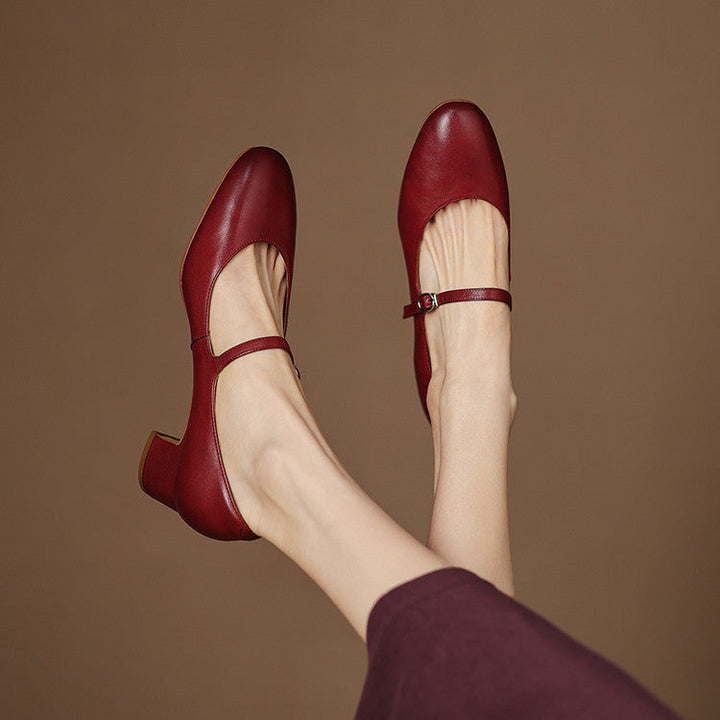 Rosa's Corinne Round-Toe Leather Mary Janes
