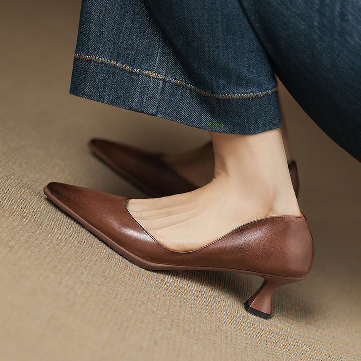 Rosa's Calenne Leather Kitten Heels