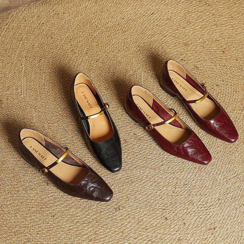 Rosa's Eloria Lambskin Leather Mary Janes