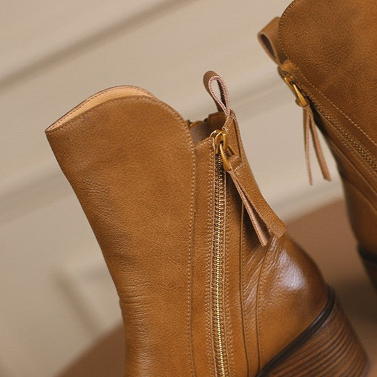 Rosa's Norwen Stacked-Heel Leather Boots