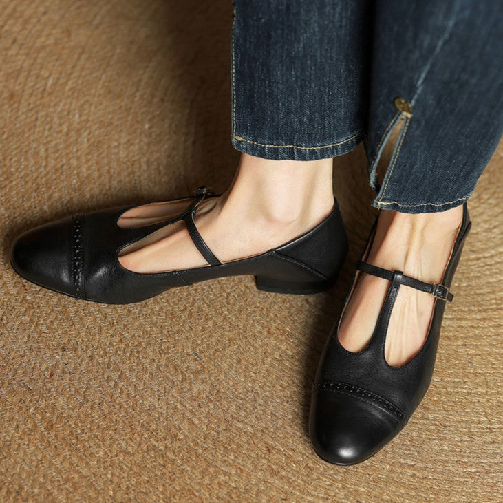 Rosa's Esmira T-Strap Leather Mary Janes