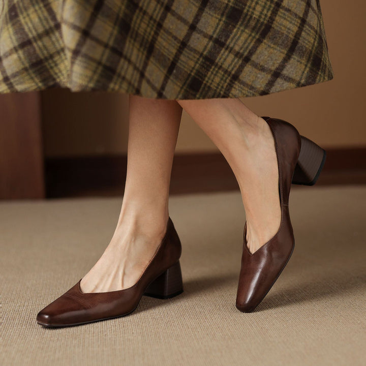 Rosa's Caldre Square Leather Pumps